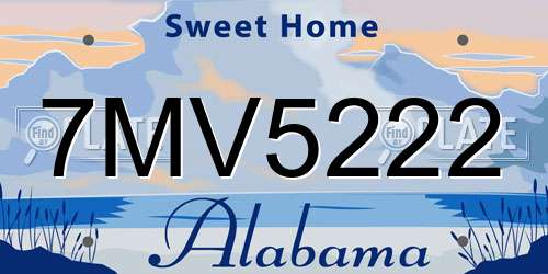 7MV5222 Alabama License Plate