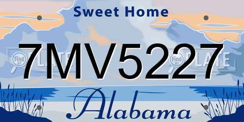 7MV5227 Alabama License Plate