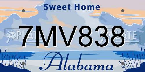 7MV838 Alabama License Plate