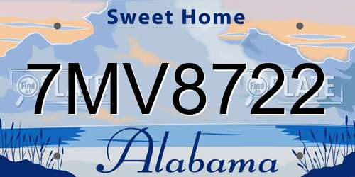 7MV8722 Alabama License Plate