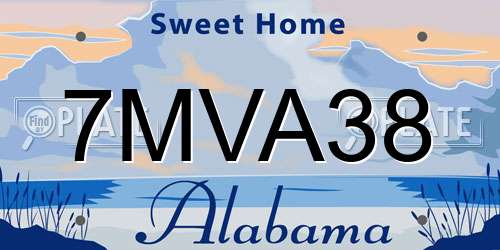 7MVA38 Alabama License Plate