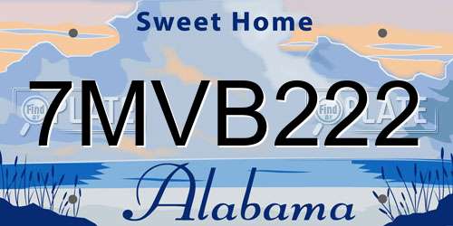7MVB222 Alabama License Plate