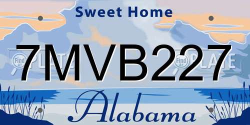 7MVB227 Alabama License Plate