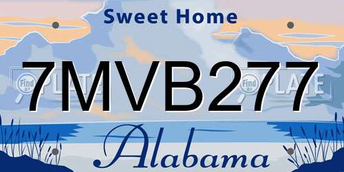 7MVB277 Alabama License Plate