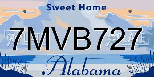 7MVB727 Alabama License Plate