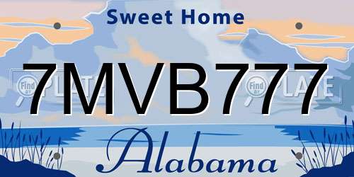 7MVB777 Alabama License Plate