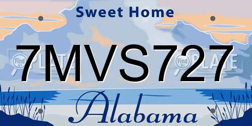 7MVS727 Alabama License Plate