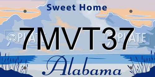 7MVT37 Alabama License Plate