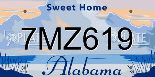 7MZ619 Alabama License Plate
