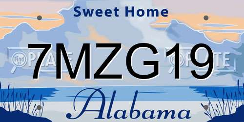 7MZG19 Alabama License Plate
