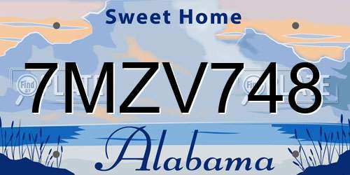 7MZV748 Alabama License Plate