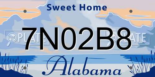 7N02B8 Alabama License Plate