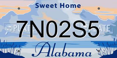 7N02S5 Alabama License Plate