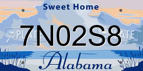 7N02S8 Alabama License Plate
