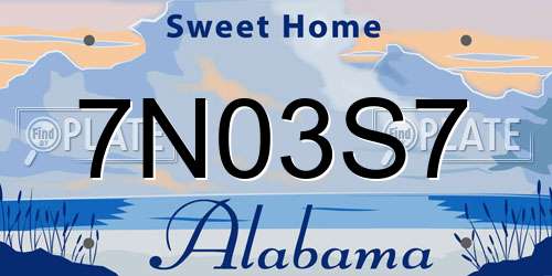 7N03S7 Alabama License Plate