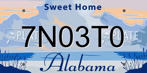 7N03T0 Alabama License Plate