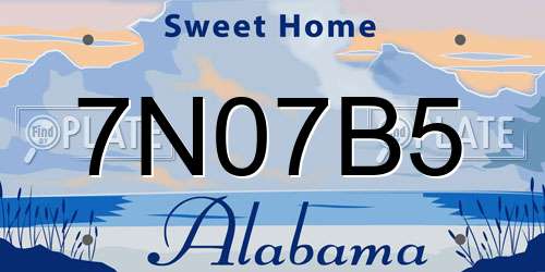 7N07B5 Alabama License Plate