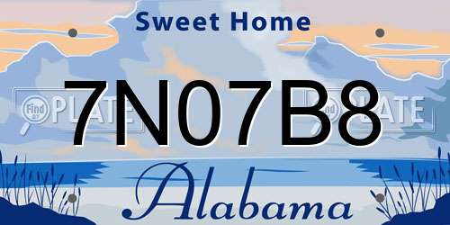 7N07B8 Alabama License Plate