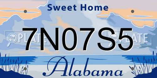 7N07S5 Alabama License Plate