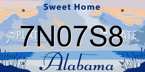 7N07S8 Alabama License Plate