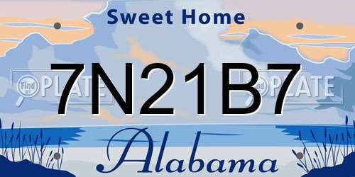 7N21B7 Alabama License Plate