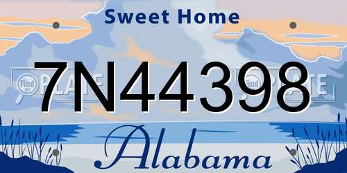 7N44398 Alabama License Plate
