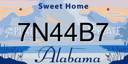 7N44B7 Alabama License Plate