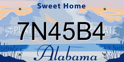 7N45B4 Alabama License Plate