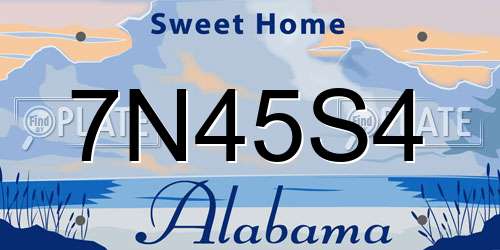 7N45S4 Alabama License Plate