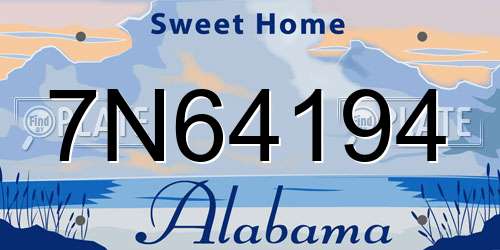 7N64194 Alabama License Plate
