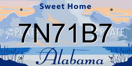 7N71B7 Alabama License Plate