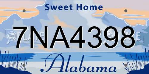 7NA4398 Alabama License Plate