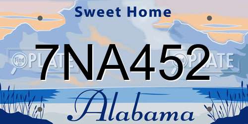 7NA452 Alabama License Plate