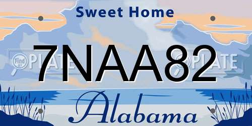 7NAA82 Alabama License Plate