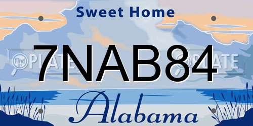 7NAB84 Alabama License Plate