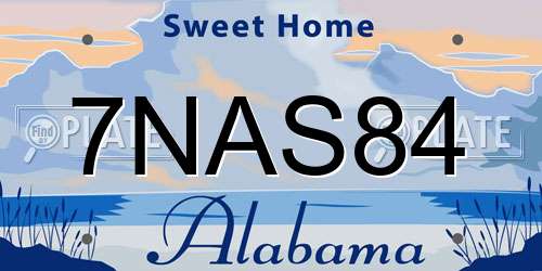 7NAS84 Alabama License Plate