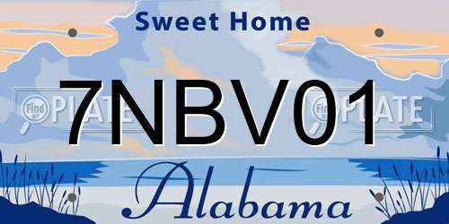 7NBV01 Alabama License Plate