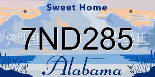 7ND285 Alabama License Plate