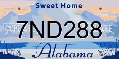 7ND288 Alabama License Plate
