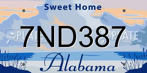 7ND387 Alabama License Plate