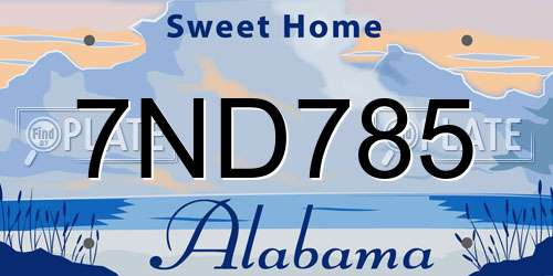7ND785 Alabama License Plate