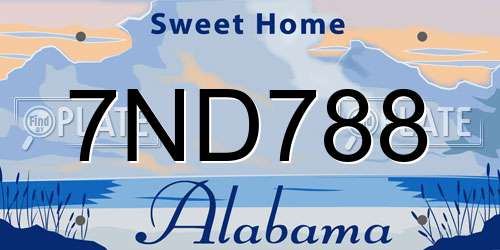 7ND788 Alabama License Plate