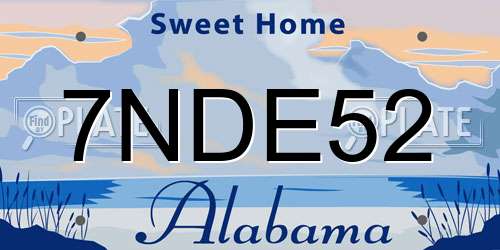 7NDE52 Alabama License Plate