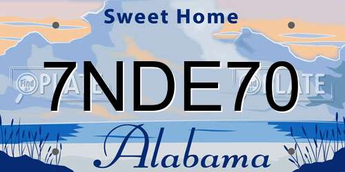 7NDE70 Alabama License Plate