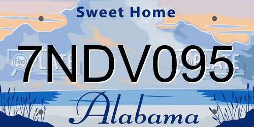 7NDV095 Alabama License Plate