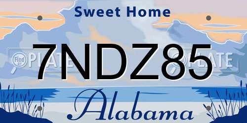 7NDZ85 Alabama License Plate