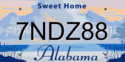 7NDZ88 Alabama License Plate