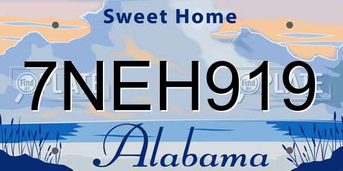 7NEH919 Alabama License Plate
