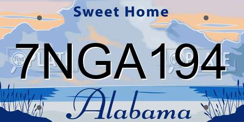 7NGA194 Alabama License Plate
