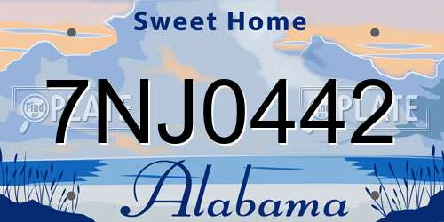 7NJ0442 Alabama License Plate